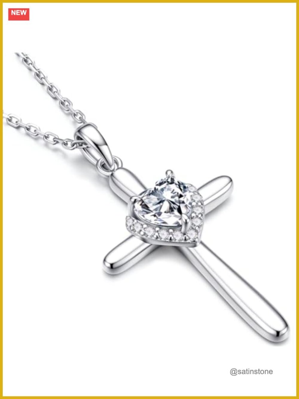 Sterling Silver Cross Necklace Pendant 19" + 2" Lobster Clasp